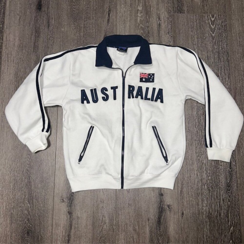 Samsousan Designs Australia Women Size 8 AU/9 US L/S Blue/White Full Zip Jacket
